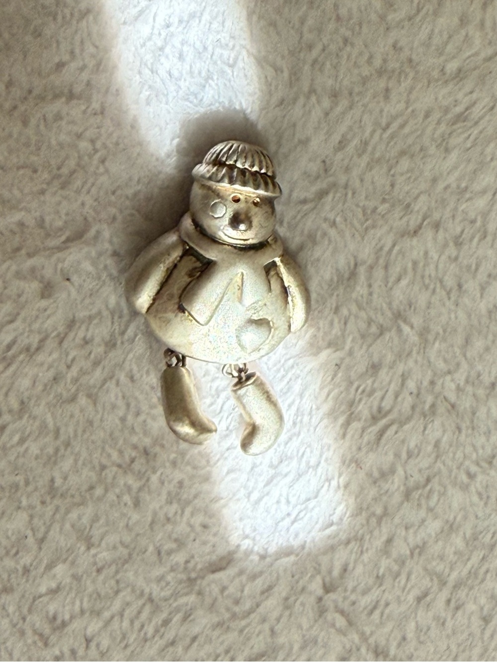Silver-Tone Snowman Brooch Pin - Silver Holiday Brooch